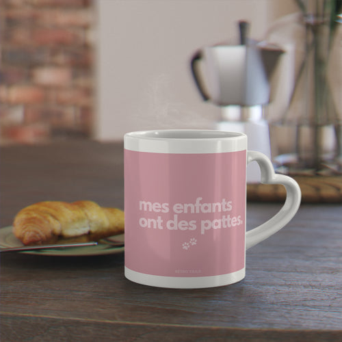 Mug céramique avec hanse en coeur - Mes enfants ont des pattes